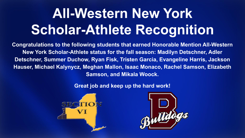  Fall 2024 All WNY Scholar Athlete Honorable Mention Recipients